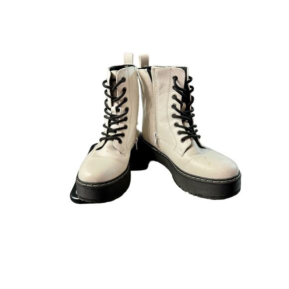 SINCERELY JULES  HARLEY women’s size 7.5 combat platform boots white/black - Picture 4 of 6